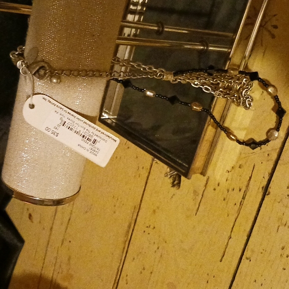 NWT- LAURA ASHLEY Black, Gold, & Silver Beaded, w/ 2 Sep. Gold & Silver Necklace - Picture 6 of 9